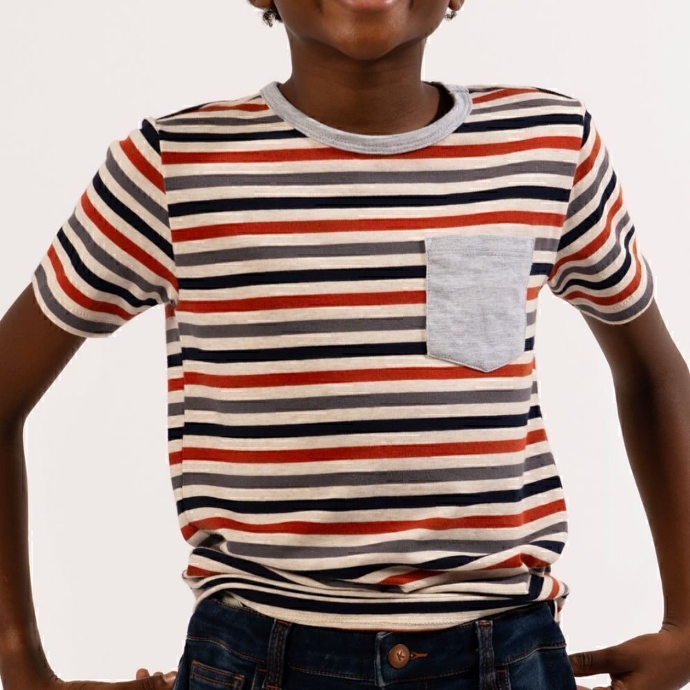 New Van Stripe Pocket T-shirt Short Sleeve Boys Medium